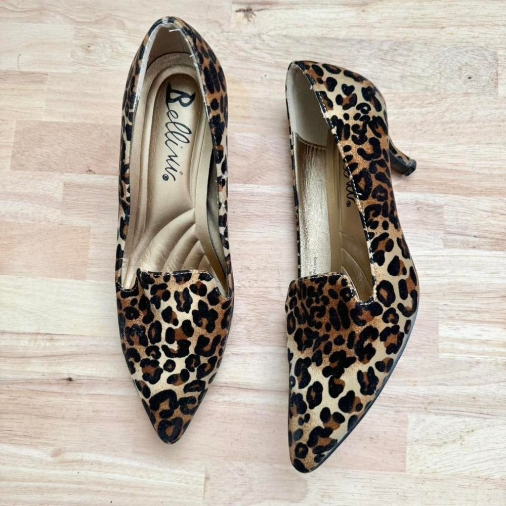 Y2K pointed leopard heel size 7.5 brown black animal print